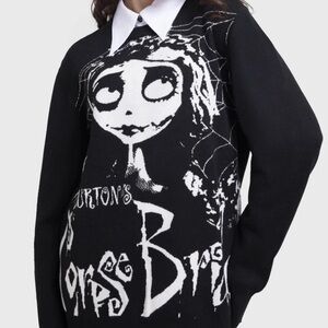 Killstar Corpse Bride Black and White Graphic Long Sleeve Sweater UNISEX XS NWT